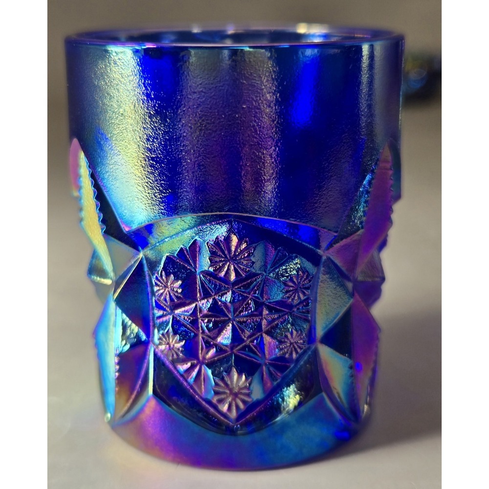 Vintage Toothpick Holder Antique Carnival Glass Cobalt Blue By Joe St. Clair